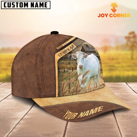 Uni Charolais Cattle Customized Name Brown Farm Cap