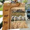 Uni Personalized Sheep Cattle In Field Farmhouse Blanket