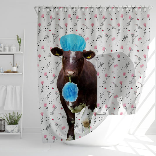 Uni Shorthorn Flower 3D Shower Curtain
