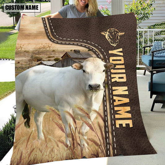 Uni Personalized Name Piedmontese Leather Pattern Blanket