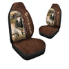 Uni Brahman Personalized Name Leather Pattern Car Seat Covers Universal Fit (2Pcs)