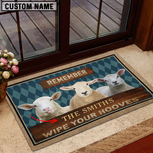 Uni Sheep Wipe Your Hooves Custom Name Doormat