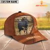 Uni Black Angus Customized Name Brown Leather Pattern Cap