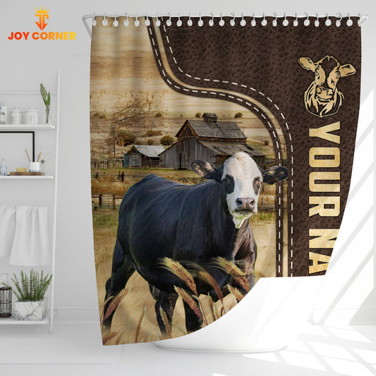 Uni Black Baldy Leather Pattern Custom Name Shower Curtain