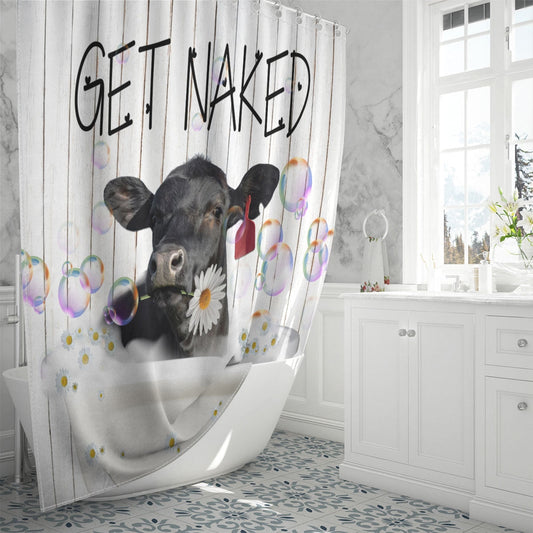 Uni Black Angus Get Naked Daisy Shower Curtain