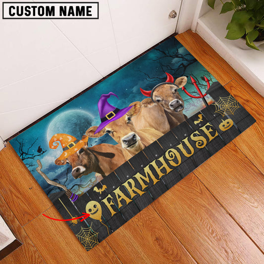 Uni Jersey Farmhouse Halloween Custom Name Doormat