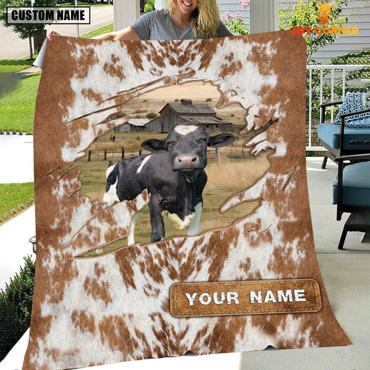 Uni Custom Name Holstein Cow Hair Pattern Blanket