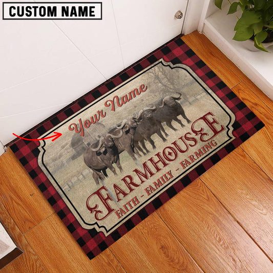 Uni Buffalo Faith Family Farming Custom Name Doormat