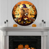 uni Halloween TX-Longhorn Cattle All Printed 3D Round Wooden Sign