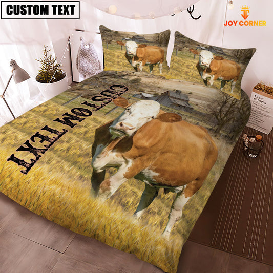 Uni Personalized Name Fleckvieh Cattle On The Farm 3D Bedding Set