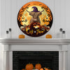 uni Halloween Highland Cattle All Printed 3D Round Metal Sign