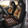 Uni Brown Horse Personalized Name Black And Brown Leather Pattern Car Seat Covers Universal Fit (2Pcs)