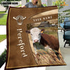 Uni Personalized Name Hereford Farm Leather Brown Blanket