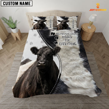 Uni Belted Galloway Kisses Fix Everything Custom Name Bedding Set