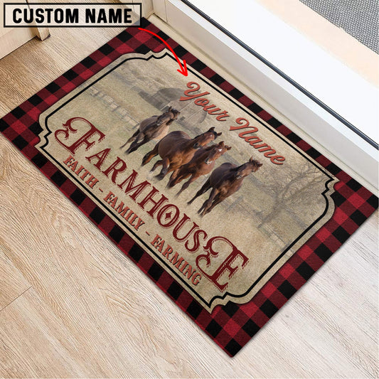 Uni Horse Faith Family Farming Custom Name Doormat