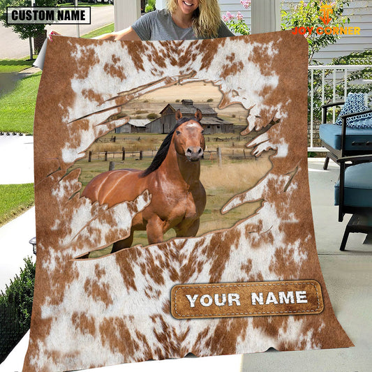 Uni Custom Name Horse Cow Hair Pattern Blanket