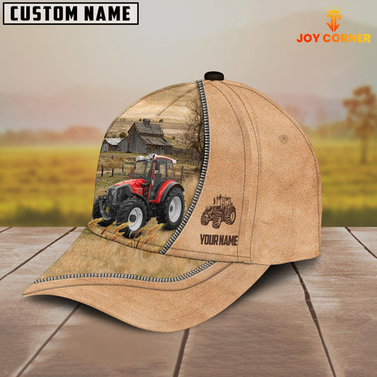 Uni Red Tractor Farming Light Brown Customized Name Cap