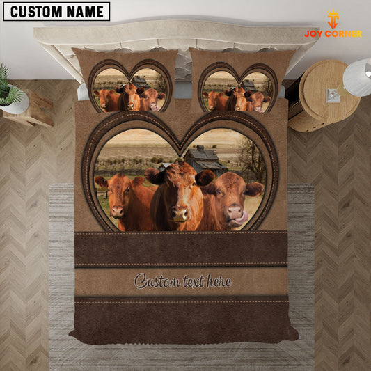 Uni Red Angus In Heart Custom Name Bedding Set