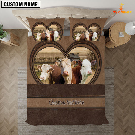 Uni Hereford In Heart Custom Name Bedding Set