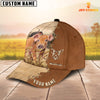 Uni Pig Brown Custom Name Brown Leather Pattern Cap