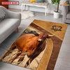Uni Salers Farming Brown Personalized Name 3D Rug