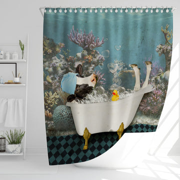 Uni Holstein Taking Shower Under The Sea 3D Shower Curtain