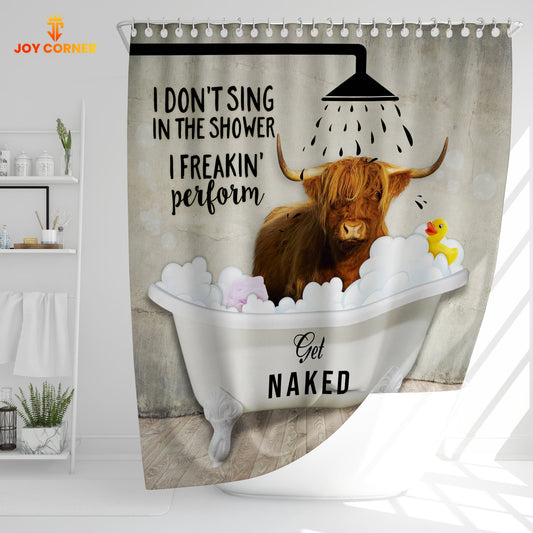 Uni Highland Cattle I Don't Sing In The Shower 3D Shower Curtain