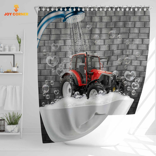 Uni Red Tractor Brick Wall 3D Shower Curtain