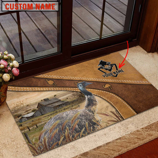 Uni Emu Personalized - Welcome Brown Doormat