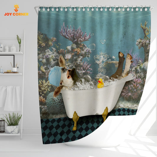 Uni Charolais Taking Shower Under The Sea 3D Shower Curtain