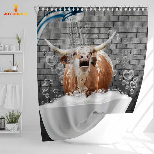 Uni Texas Longhorn Brick Wall 3D Shower Curtain