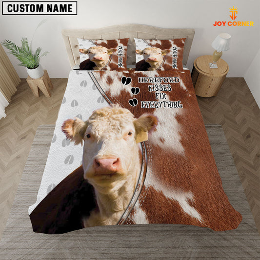 Uni Hereford Kisses Fix Everything Custom Name Bedding Set