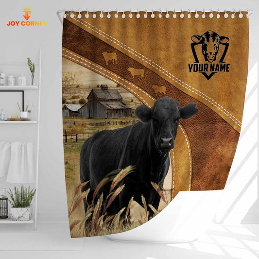 Uni Custom Name Black Angus Pattern Shower Curtain