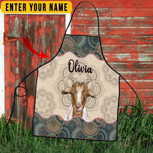 Uni Personalized Name Mandala Pattern Goat All Over Printed 3D Apron