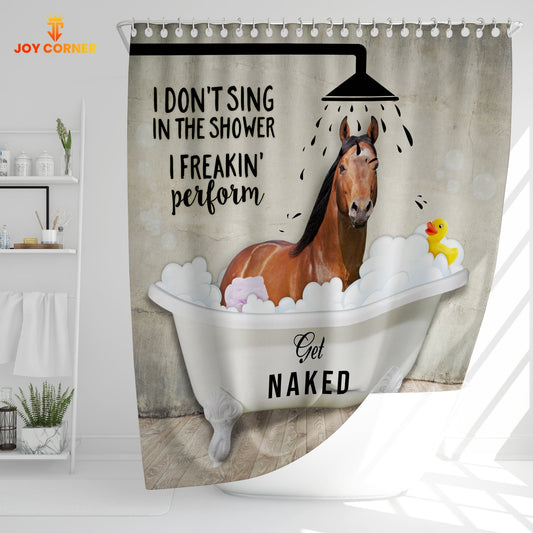 Uni Brown Horse I Don't Sing In The Shower 3D Shower Curtain