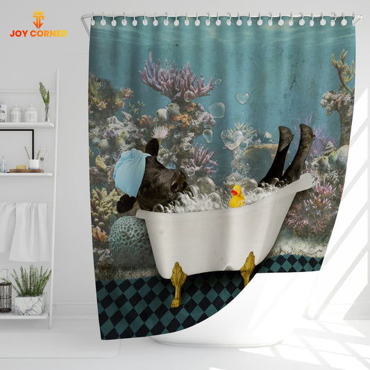 Uni Dexter Taking Shower Under The Sea 3D Shower Curtain