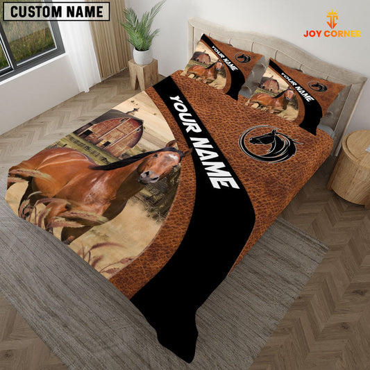 Uni Horse On The Farm Customized Name Red Barn Bedding Set