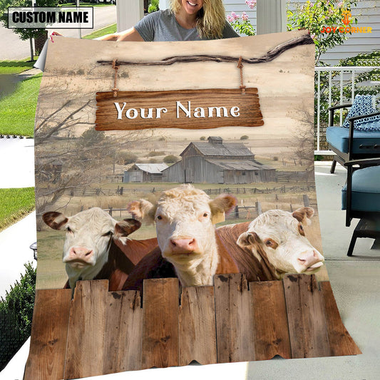 Uni Personalized Name Hereford Wooden Pattern Blanket