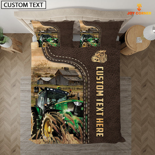 Uni Tractor Custom Text Leather Pattern Bedding Set