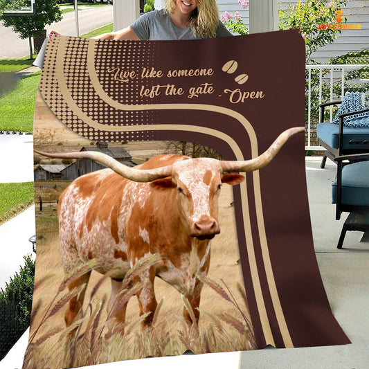 Uni Texas Longhorn Live Like Someone Left The Gate Open Cattle Blanket