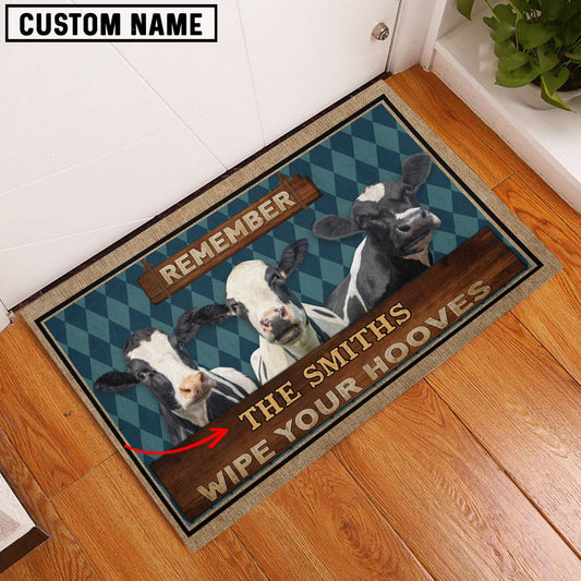 Uni Holstein Wipe Your Hooves Custom Name Doormat