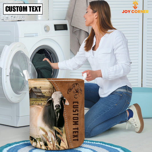 Uni Brahman Brown Farm Custom Name Laundry Basket