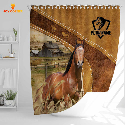 Uni Custom Name Horse Pattern Shower Curtain