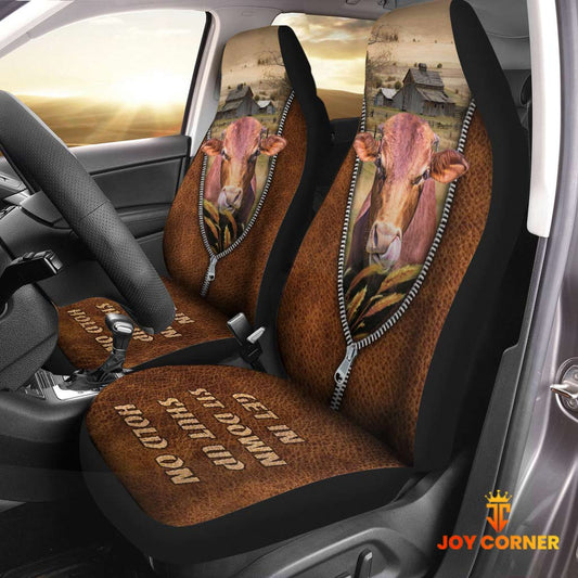 Uni Beefmaster Zipper Leather Pattern Car Seat Covers Universal Fit (2Pcs)