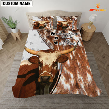 Uni Texas Longhorn Kisses Fix Everything Custom Name Bedding Set