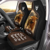 Uni Highland Cattle Personalized Name Black And Brown Leather Pattern Car Seat Covers Universal Fit (2Pcs)