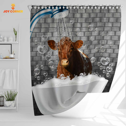 Uni Shorthorn Brick Wall 3D Shower Curtain