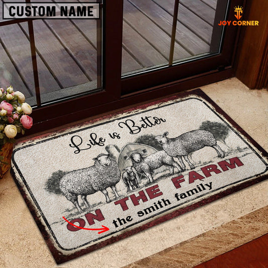 Uni Sheep Life is Better Custom Name Doormat