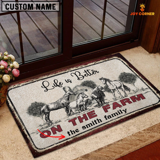 Uni Horse Life is Better Custom Name Doormat