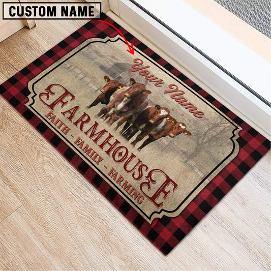 Uni Shorthorn Faith Family Farming Custom Name Doormat